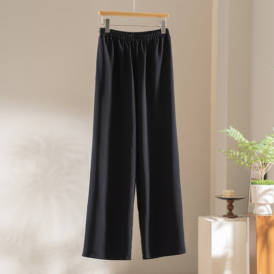Damen Weite Satin-Hose mit Komfortbund und fließender Silhouette Shop Nory