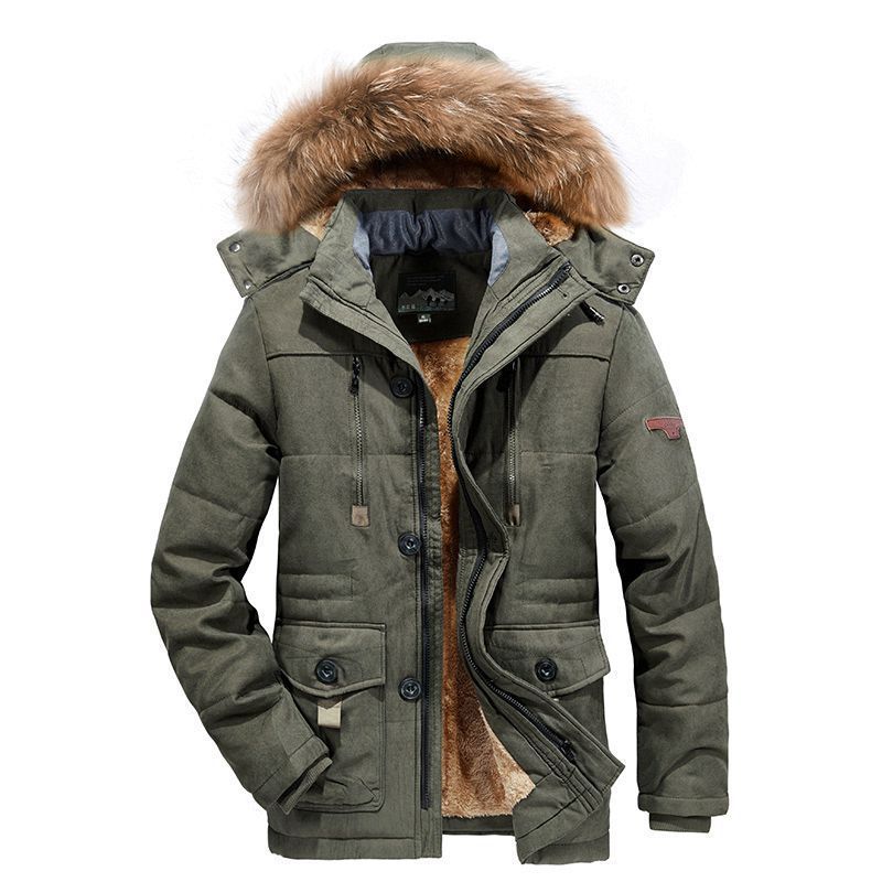 Herren wattierter Parka mit Kunstfellkapuze und Teddyfutter Shop Nory