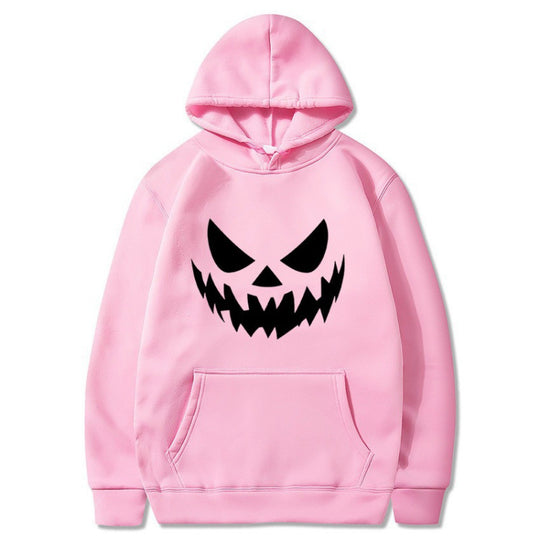 Unisex Kapuzenpullover mit gruseligem Kürbisgesicht-Print und Oversize Kängurutasche Shop Nory