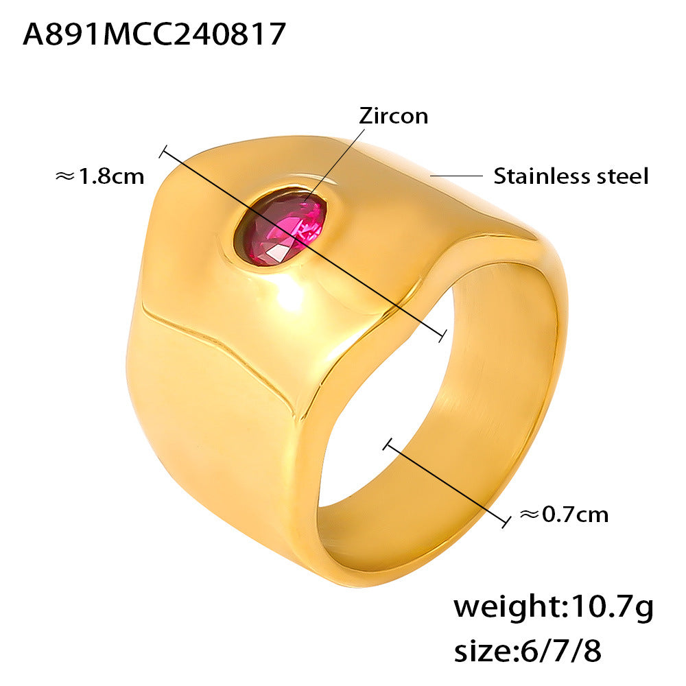 Damenring mit rotem Zirkon und modernem Design aus Edelstahl Shop Nory