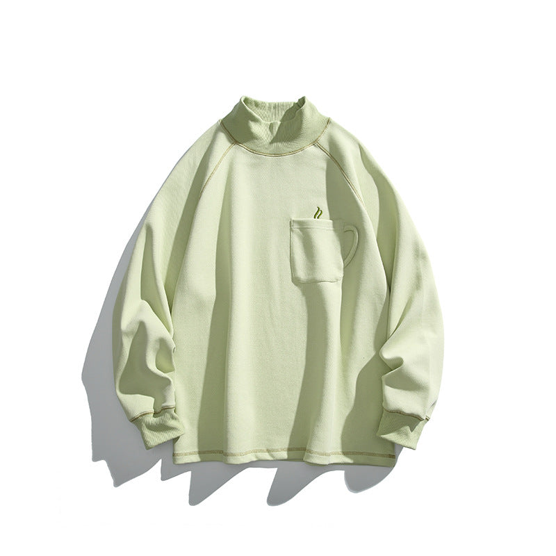 Unisex Oversize-Halbkragen-Sweatshirt mit Raglanärmeln und Brusttasche Shop Nory