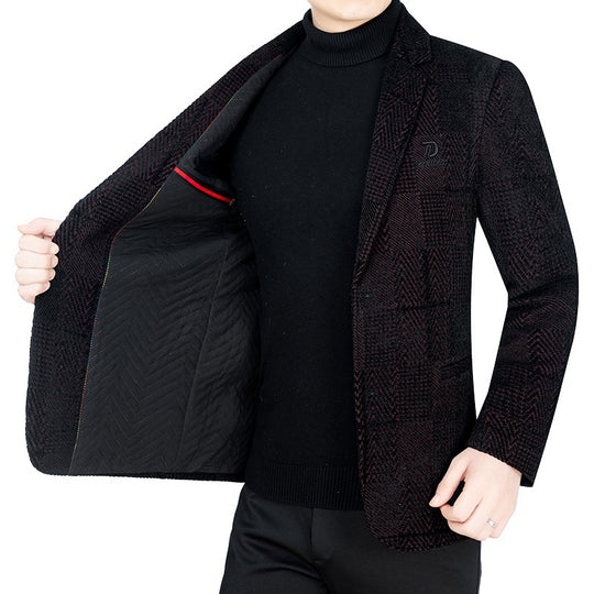 Herren Slim-Fit Samtstruktur-Sakko mit Glencheck-Optik Shop Nory