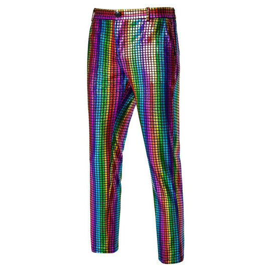 Herren Slim-Fit Anzughose mit glänzender Paillettenoptik und feinem Karomuster Shop Nory