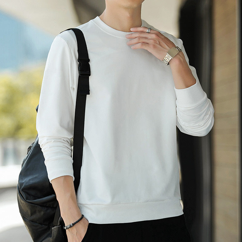 Herren Minimalistisches Baumwoll-Sweatshirt mit Rundhals und gerippten Bündchen Shop Nory