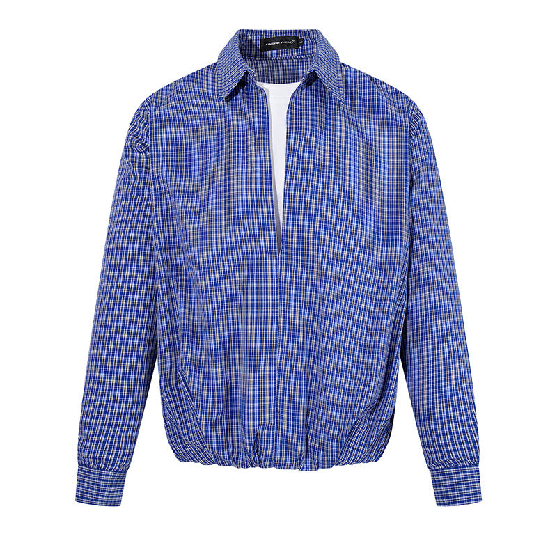 Herren Overshirt-Blouson im Karomuster mit Gummizugbund und Hemdkragen Shop Nory