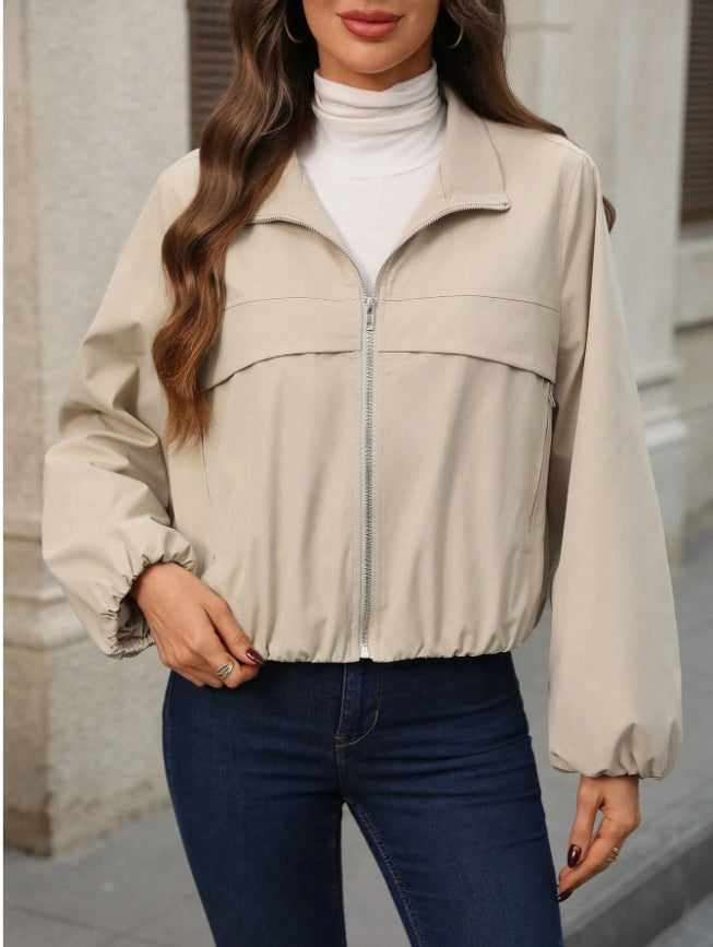Damen Trendige cropped Kunstlederjacke