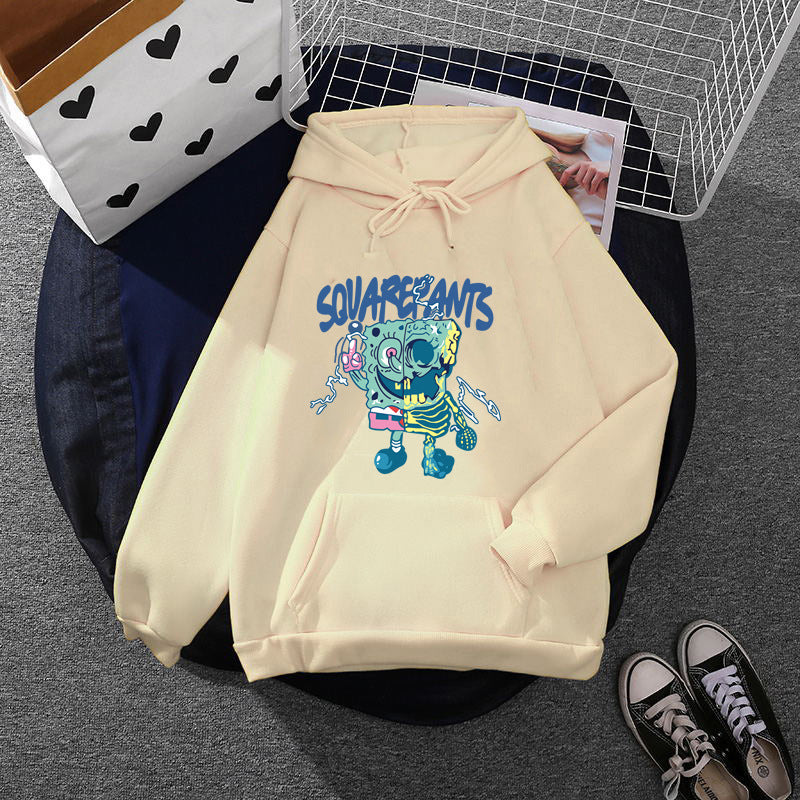 Damen nan weicher Oversize-Kapuzenpullover mit kawaii Pilzfrosch-Print, Kängurutasche und gerippten Bündchen Shop Nory