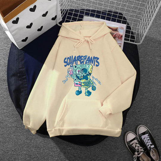 Damen nan weicher Oversize-Kapuzenpullover mit kawaii Pilzfrosch-Print, Kängurutasche und gerippten Bündchen Shop Nory