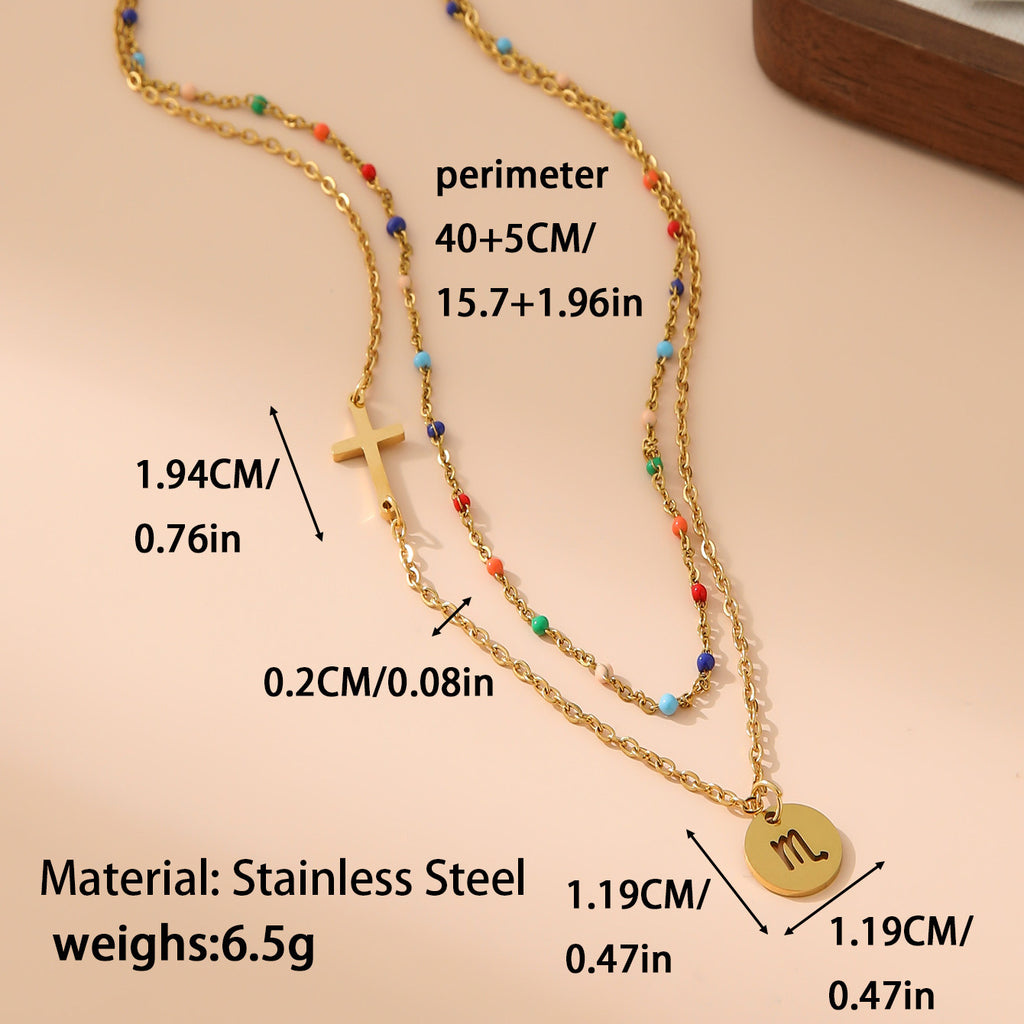 Damenkette mit bunten Perlen und einem Zodiacanhänger Shop Nory