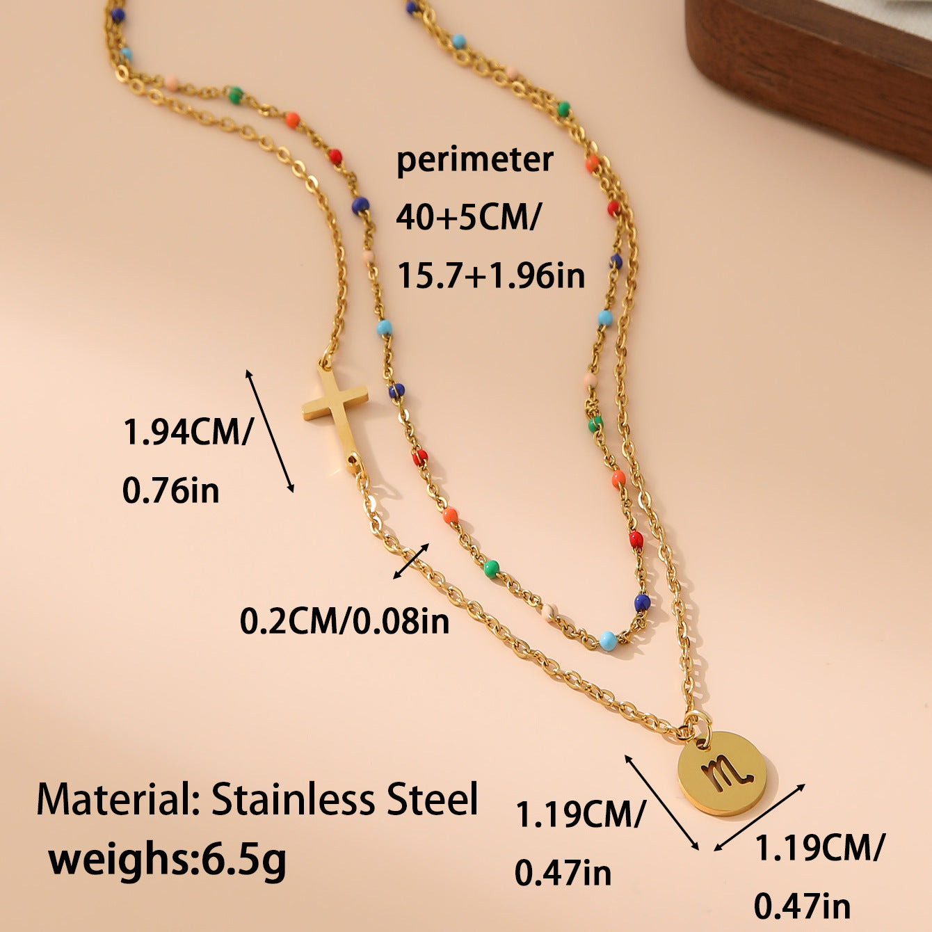 Damenkette mit bunten Perlen und einem Zodiacanhänger Shop Nory