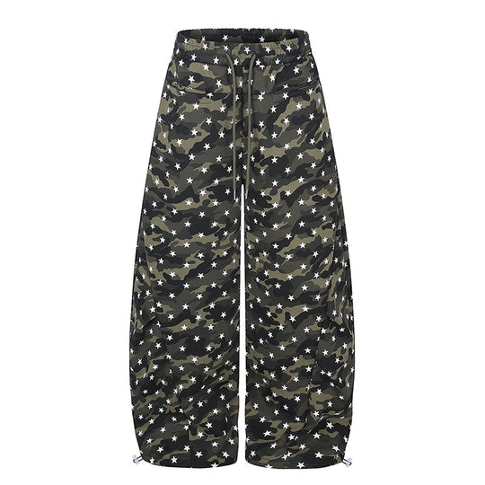 Damen Lässige Palazzohose im Balloon-Cut mit Camouflage‑Sternenprint und verstellbarem Saum Shop Nory