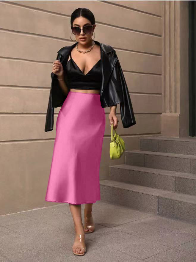 Damen Satin Rock mit schwingendem Saum und elegantem Schnitt