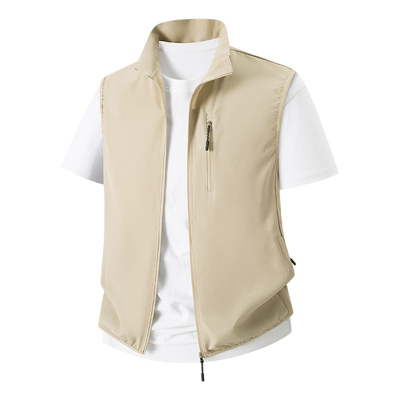 Herren Leichte Softshell-Utility-Weste mit Stehkragen, wasserabweisender Außenlage und Reißverschlusstaschen Shop Nory