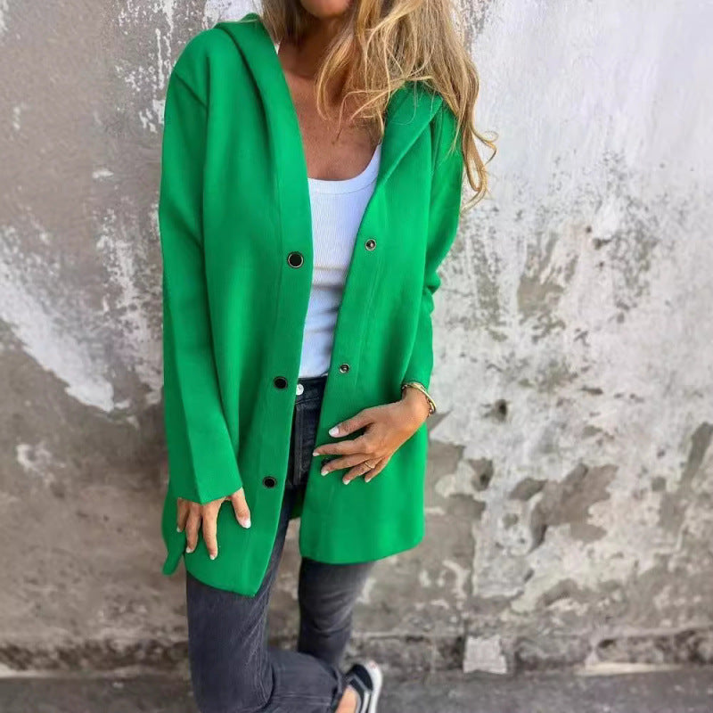 Damen Midilanger Oversize-Mantel aus Wollmix mit klarer Knopfleiste und minimalistischem Revers Shop Nory