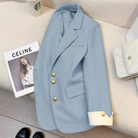 Damen Eleganter Blazer mit Goldknopfdetails Shop Nory