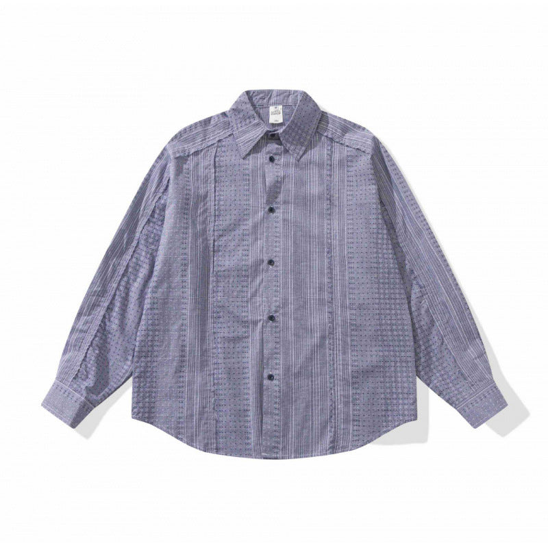 Unisex Oversize-Langarmhemd aus leichter Strukturbaumwolle mit Kentkragen und feiner Streifenbordüre Shop Nory