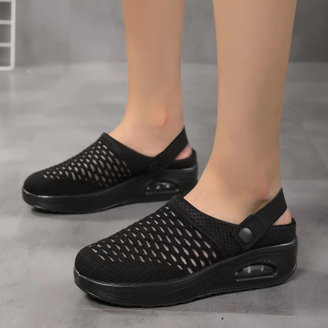 Damen luftgepolsterte Strick-Clogs mit verstellbarem Fersenriemen Shop Nory