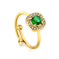 Damen Ring mit grünem Kristall und funkelndem Zirkonia-Rahmen Shop Nory