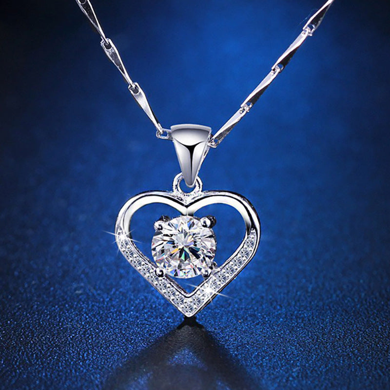 Damen Halskette mit herzförmigem Anhänger und funkelndem Zirkonia-Besatz Shop Nory 1781703091