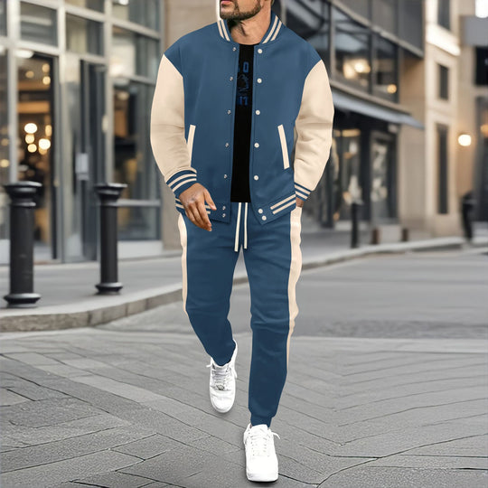 Herren nan College-Trainingsanzug aus Baumwollmischung mit gesteppter Collegejacke und tapered Jogginghose Shop Nory
