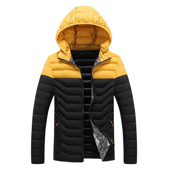 Herren Ultraleichte gesteppte Kapuzenjacke mit Chevron-Steppung, winddichter Außenlage und Thermofutter Shop Nory