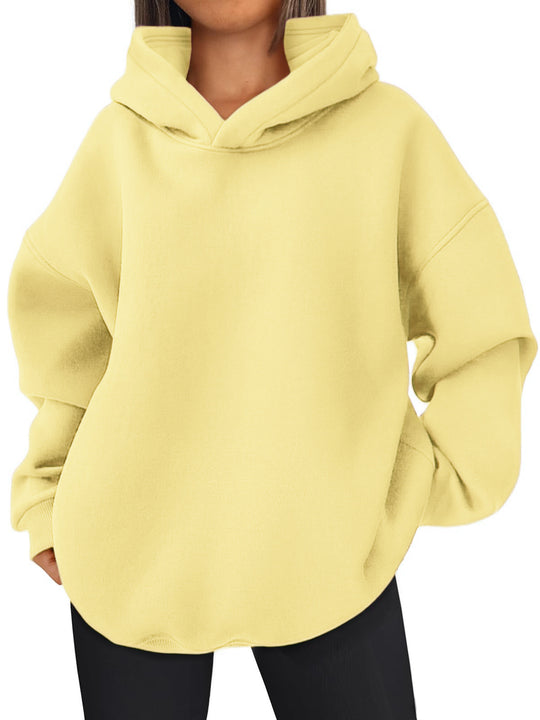 Damen nan kastiger Kapuzenpullover mit doppellagiger Kapuze, überschnittener Schulter und längerem Rückenteil Shop Nory