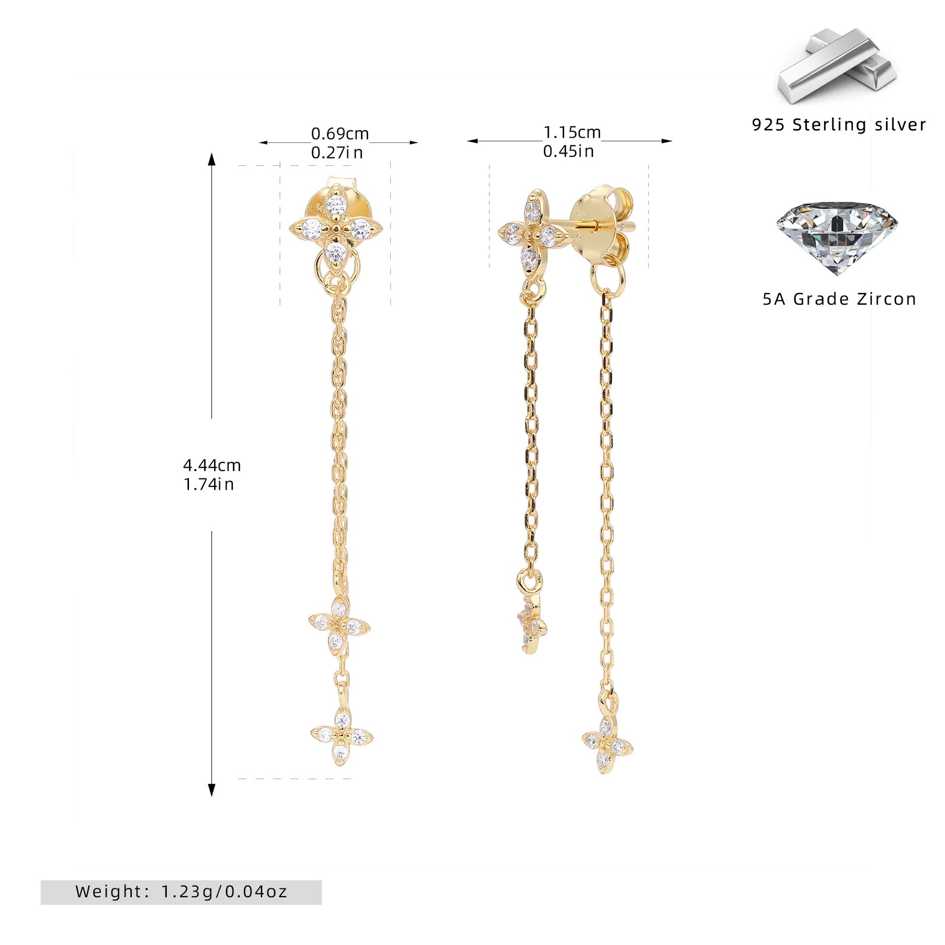 Damen Ohrhänger mit funkelnden Zirkon-Akzenten und elegantem Ketten-Design Shop Nory