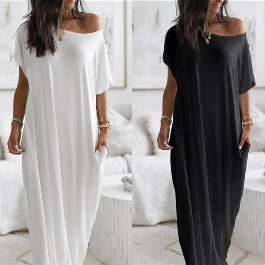 Damen lässiges Maxi-Überkleid mit weitem Schnitt und praktischen Taschen