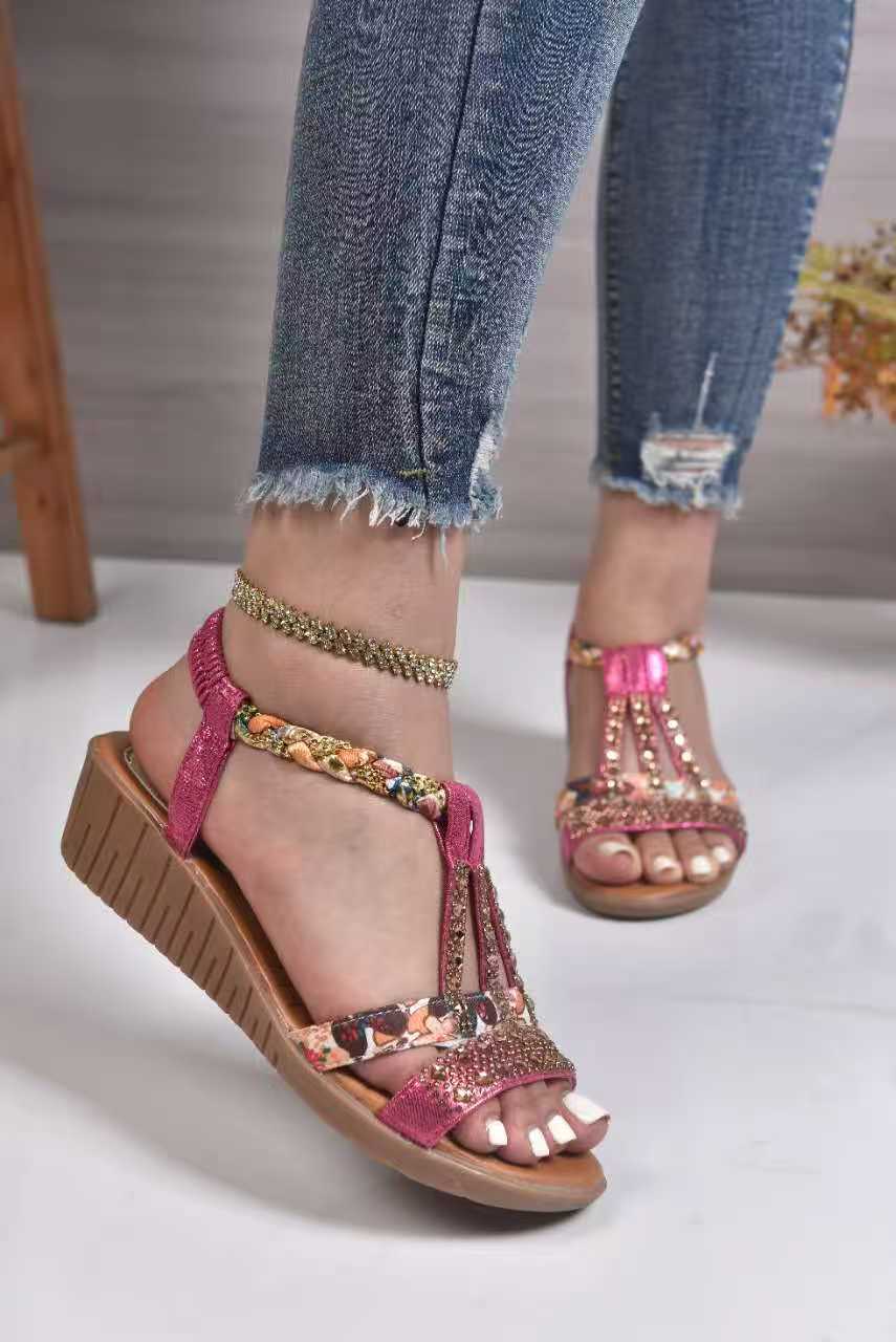 Damen Elegante Sandalen mit modischen Glitzer- und Blumenapplikationen
