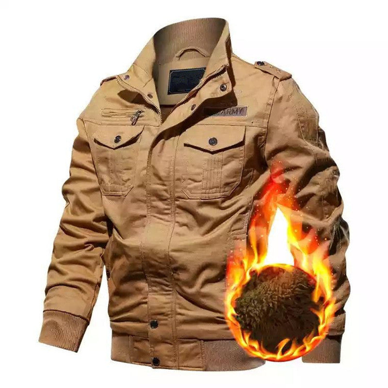 Herren Utility-Canvasjacke mit wärmender Teddyfleece-Innenlage und verdecktem Reißverschluss Shop Nory