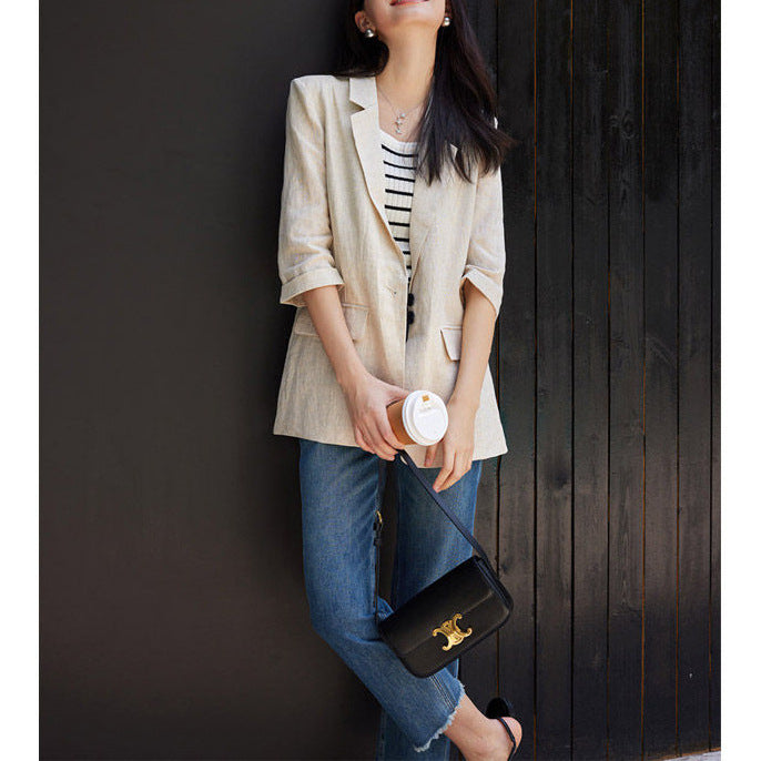 Damen Modischer Leinenblazer Shop Nory