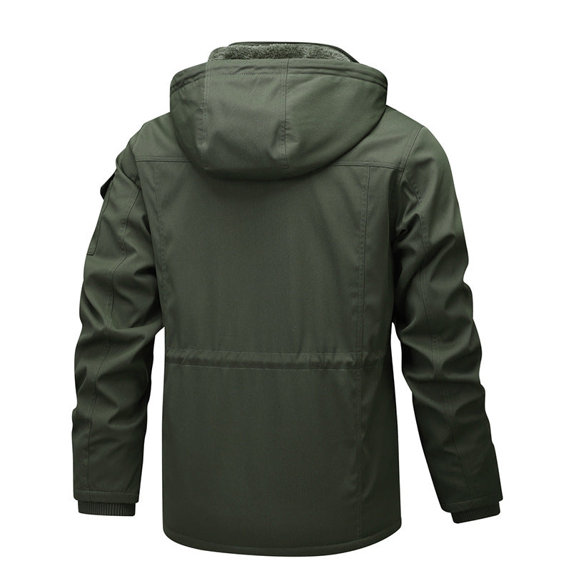 Herren Militärinspirierter Canvas-Parka mit Teddyfleece-Innenfutter und verstellbarem Taillenzug Shop Nory