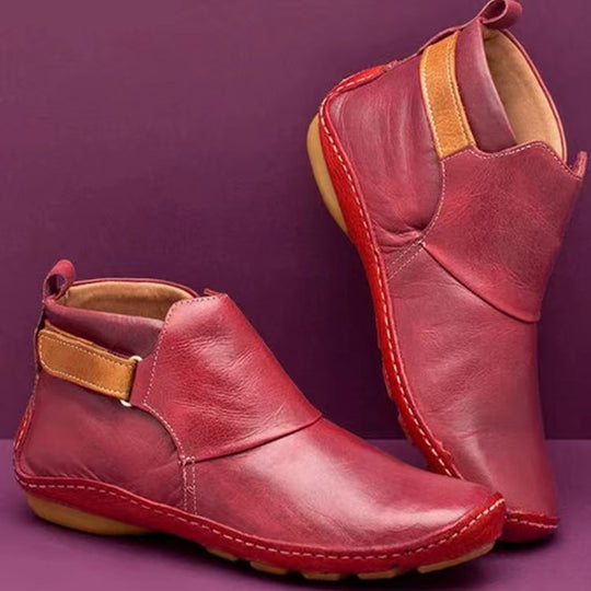 Damen Weiche Leder‑Stiefelette mit Klettverschluss, ergonomischer Laufsohle und gepolstertem Fußbett Shop Nory