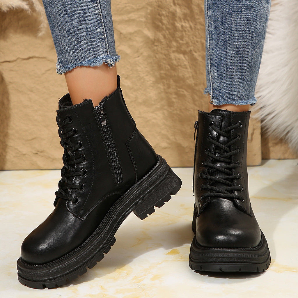 Damen Schnürboots mit robustem Profil und modischem Reißverschluss