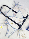 Damen Triangel-Bikini mit verspielten Schleifen