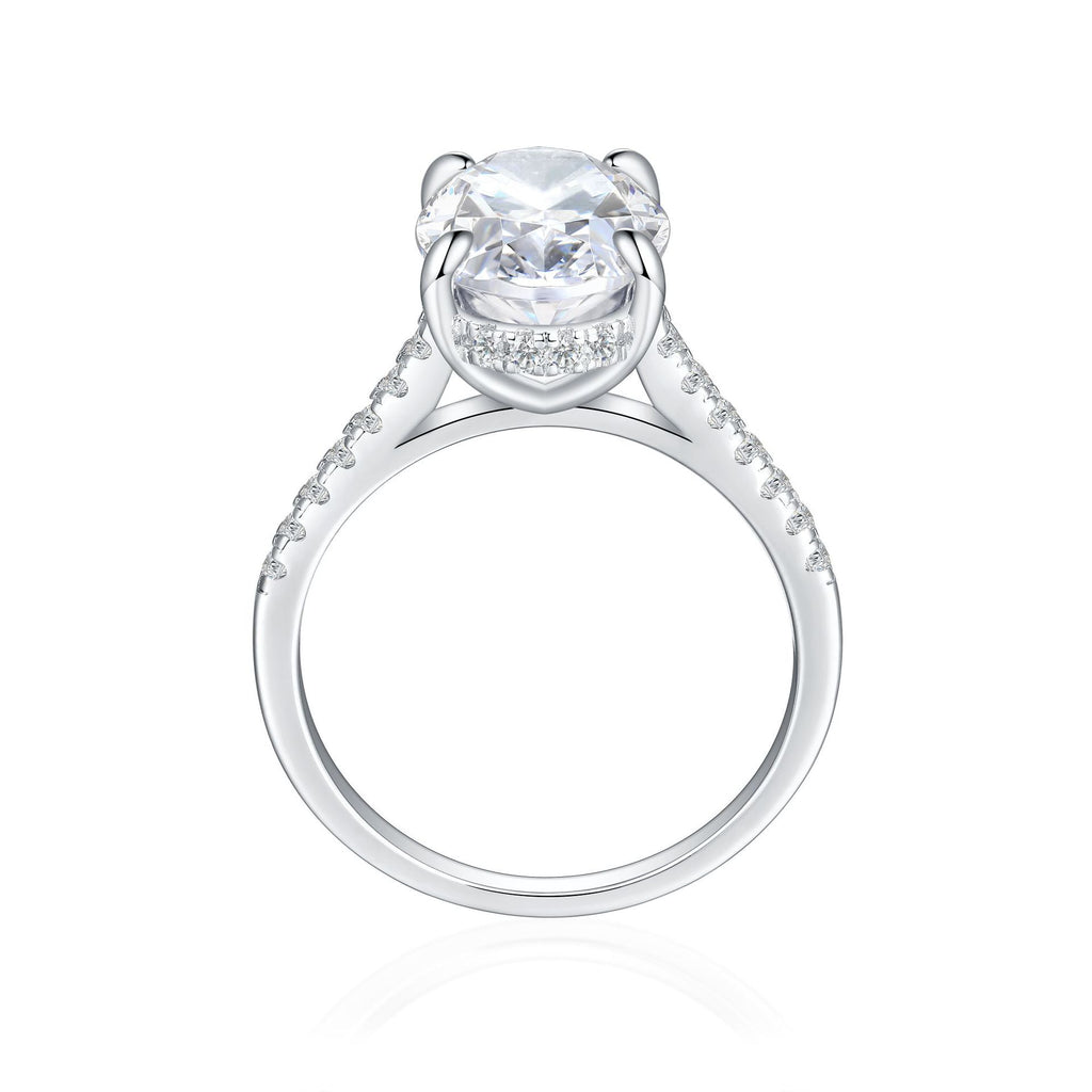 Damen eleganter Ring mit ovalem Hauptstein und feinem Zirkonia-Besatz Shop Nory