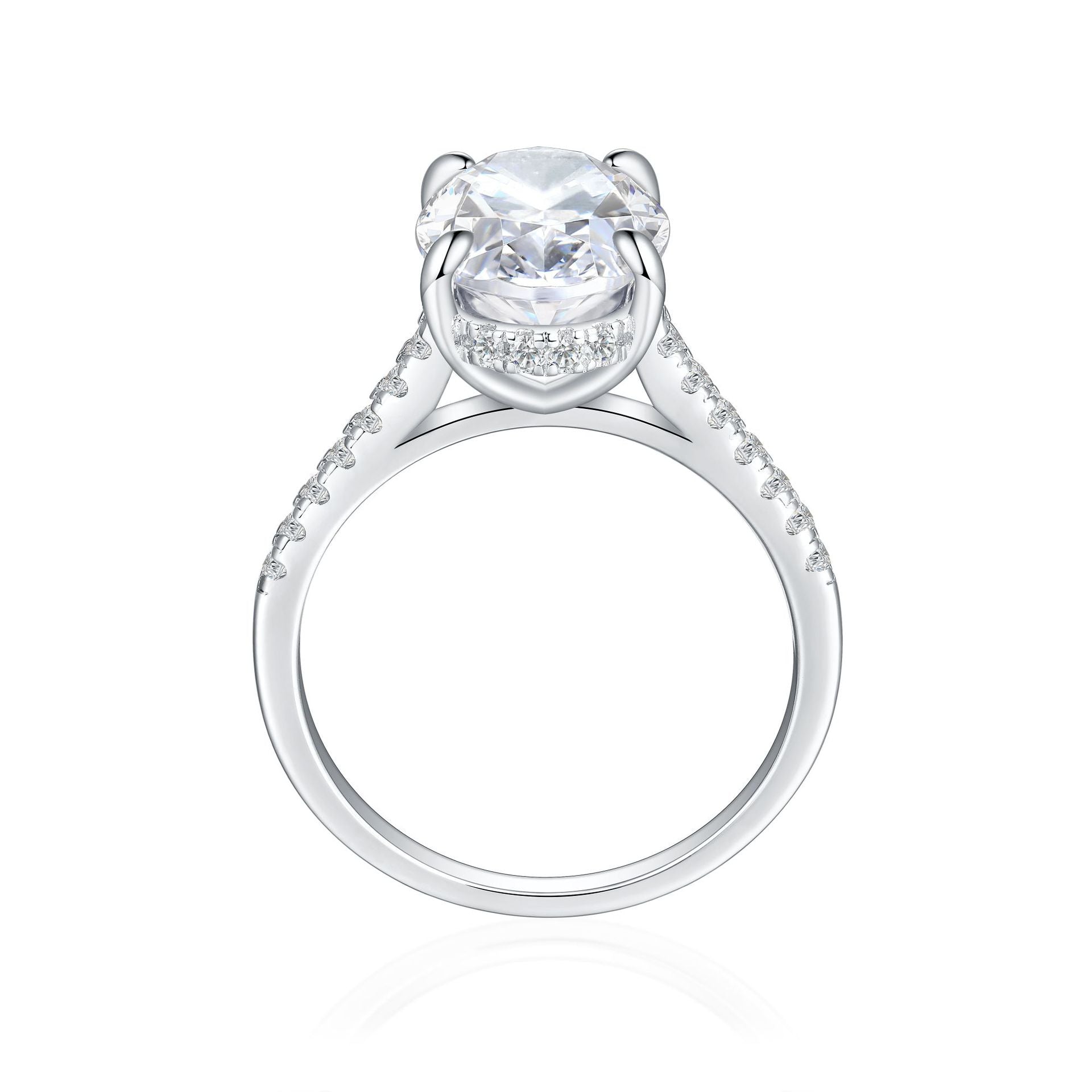 Damen eleganter Ring mit ovalem Hauptstein und feinem Zirkonia-Besatz Shop Nory