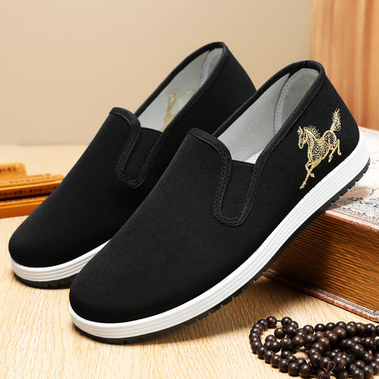 Damen nan leichter Slip-On Canvas-Sneaker mit elastischem Einstieg und bestickter Pferde-Applikation Shop Nory