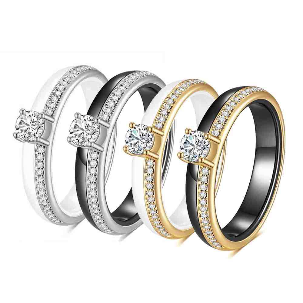 Damen Ring mit funkelndem Zirkonia und eleganter Oberfläche Shop Nory