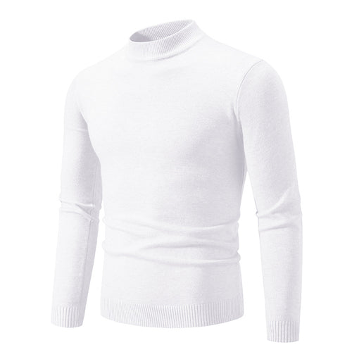 Herren Schmal geschnittener Feinstrick‑Mockneck‑Pullover mit geripptem Kragen und Saum Shop Nory