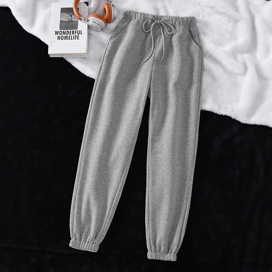Damen nan hochgeschnittene Jogginghose aus weicher Fleece Baumwollmischung mit elastischem Bund Kordelzug und Eingrifftaschen Shop Nory