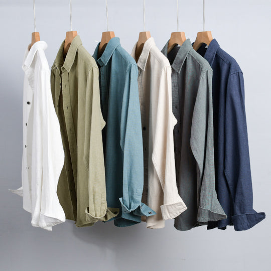 Herren Relaxed-Fit Leinenhemd mit durchgehender Knopfleiste und Hemdkragen Shop Nory