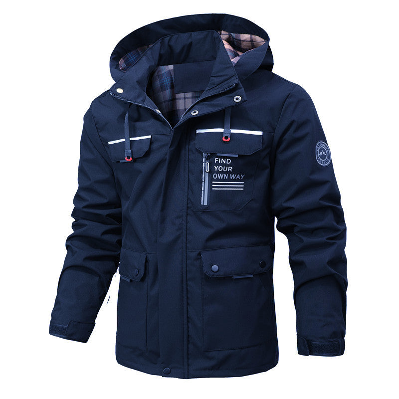 Herren Wasserabweisender Softshell-Parka mit Kapuze, reflektierenden Einsätzen und Multifunktionstaschen Shop Nory