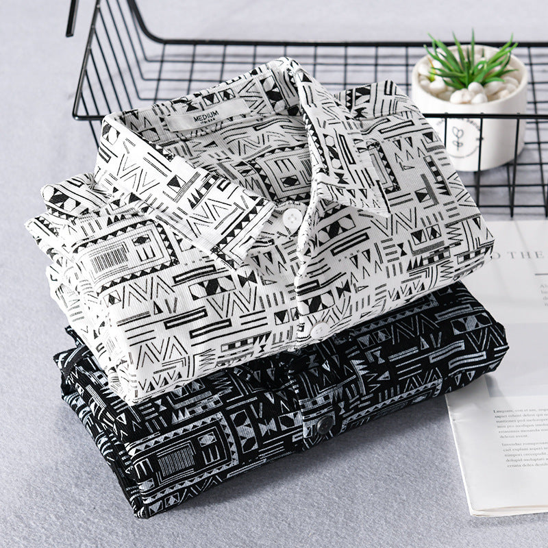 Herren Langarmhemd im Overshirt-Stil mit geometrischem Ethno‑Print Shop Nory
