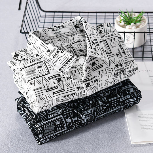 Herren Langarmhemd im Overshirt-Stil mit geometrischem Ethno‑Print Shop Nory