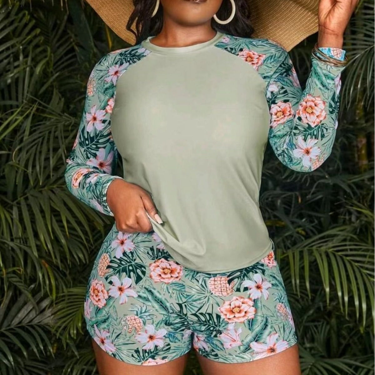 Damen UV-Schutz Badeoberteil und Shorts Set