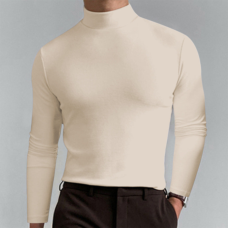 Herren Elegantes Langarm-T-Shirt mit hohem Kragen