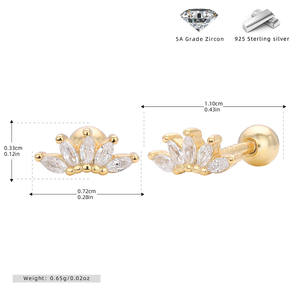 Damen Ohrstecker mit eleganter Krone aus hochwertigem 925 Sterling Silber Shop Nory
