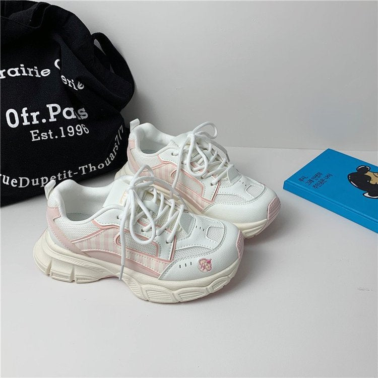 Damen modische Sneakers mit aufgepolsterter Sohle und atmungsaktiver Mesh-Oberfläche Shopnory
