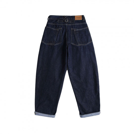Damen Cropped Baggy-Jeans mit hoher Taille, Bundfalten und Krempelbund Shop Nory